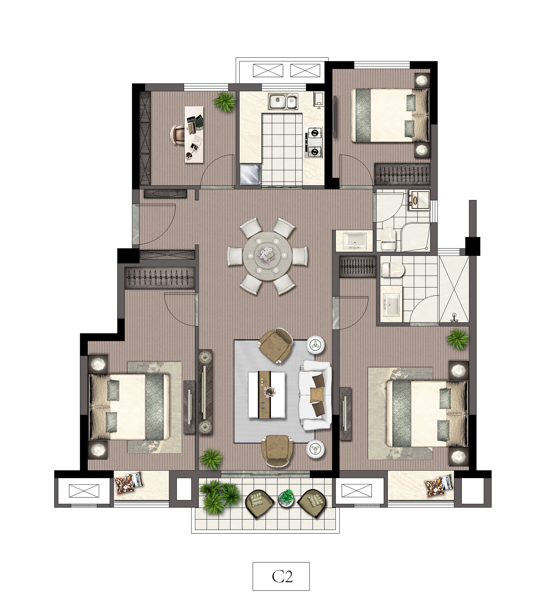 云璟 C2建面約118㎡ 四房兩廳兩衛